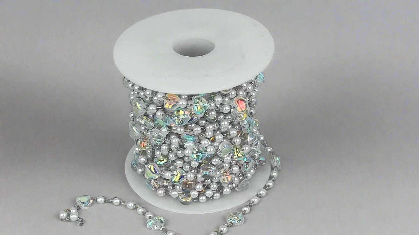Chain with glass beads - Hearts/Stars (10 m)