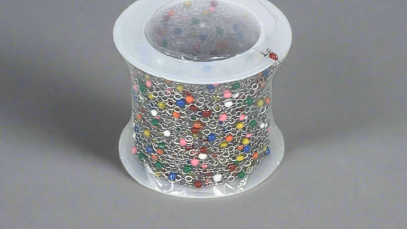 Chain with colour enamel beads (5 m)