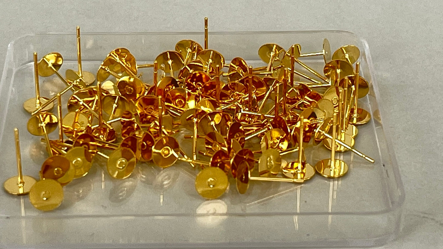 Earring pins 6 mm silver/gold (100 pieces)