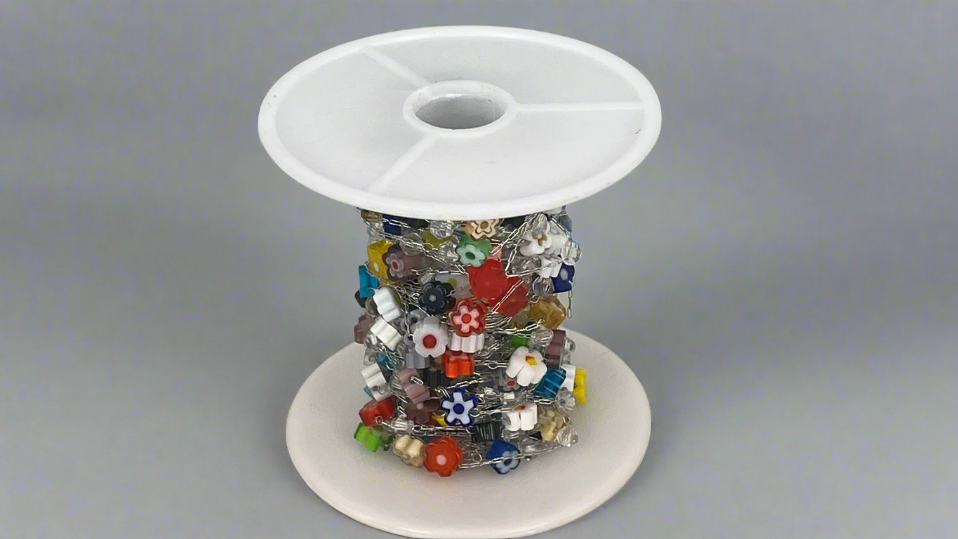 Chain with glass beads - Rosery/Flowers (10 m)
