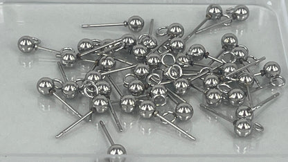 Earring pins 4mm silver/gold (40 pieces)
