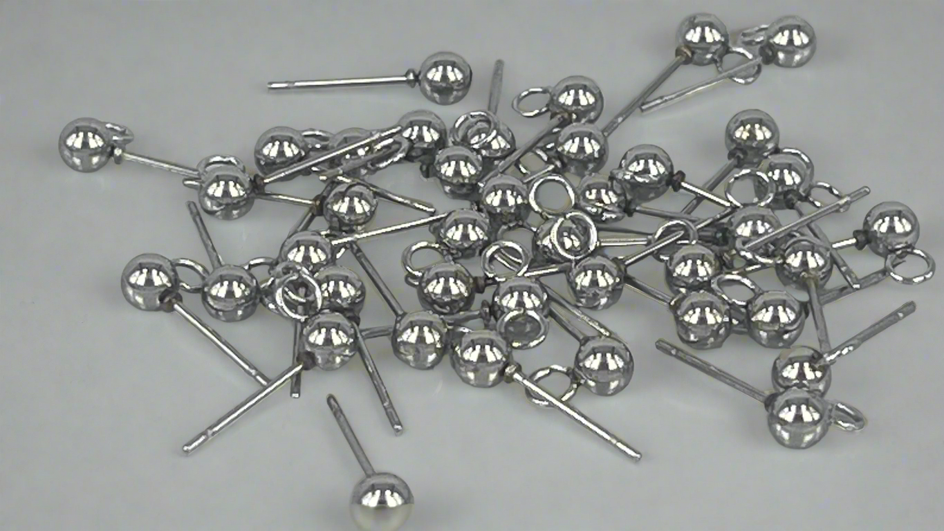 Earring pins 4mm silver/gold (40 pieces)