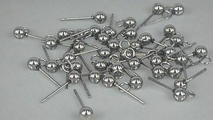 Earring pins 4mm silver/gold (40 pieces)
