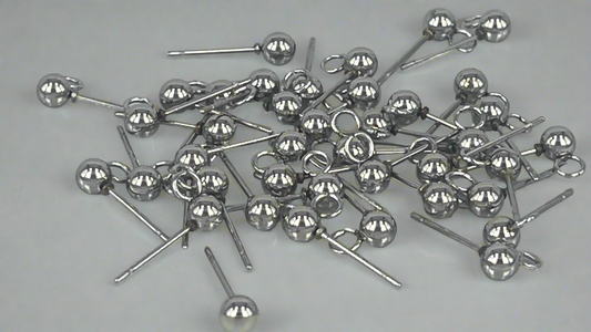 Earring pins 4mm silver/gold (40 pieces)