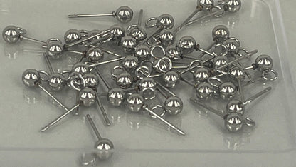 Earring pins 4mm silver/gold (40 pieces)