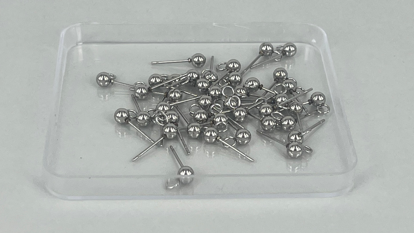 Earring pins 4mm silver/gold (40 pieces)
