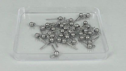 Earring pins 4mm silver/gold (40 pieces)