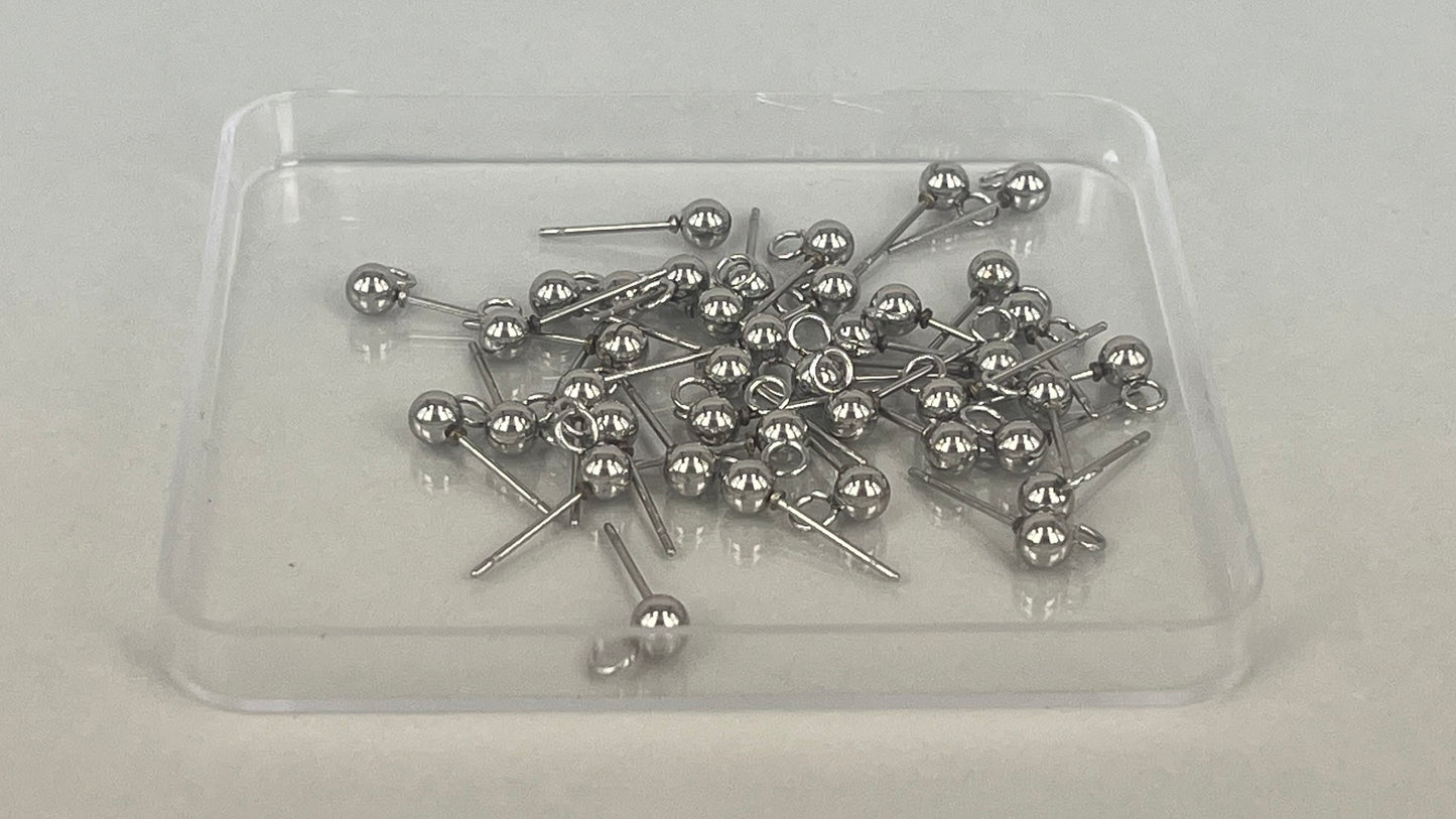 Earring pins 4mm silver/gold (40 pieces)