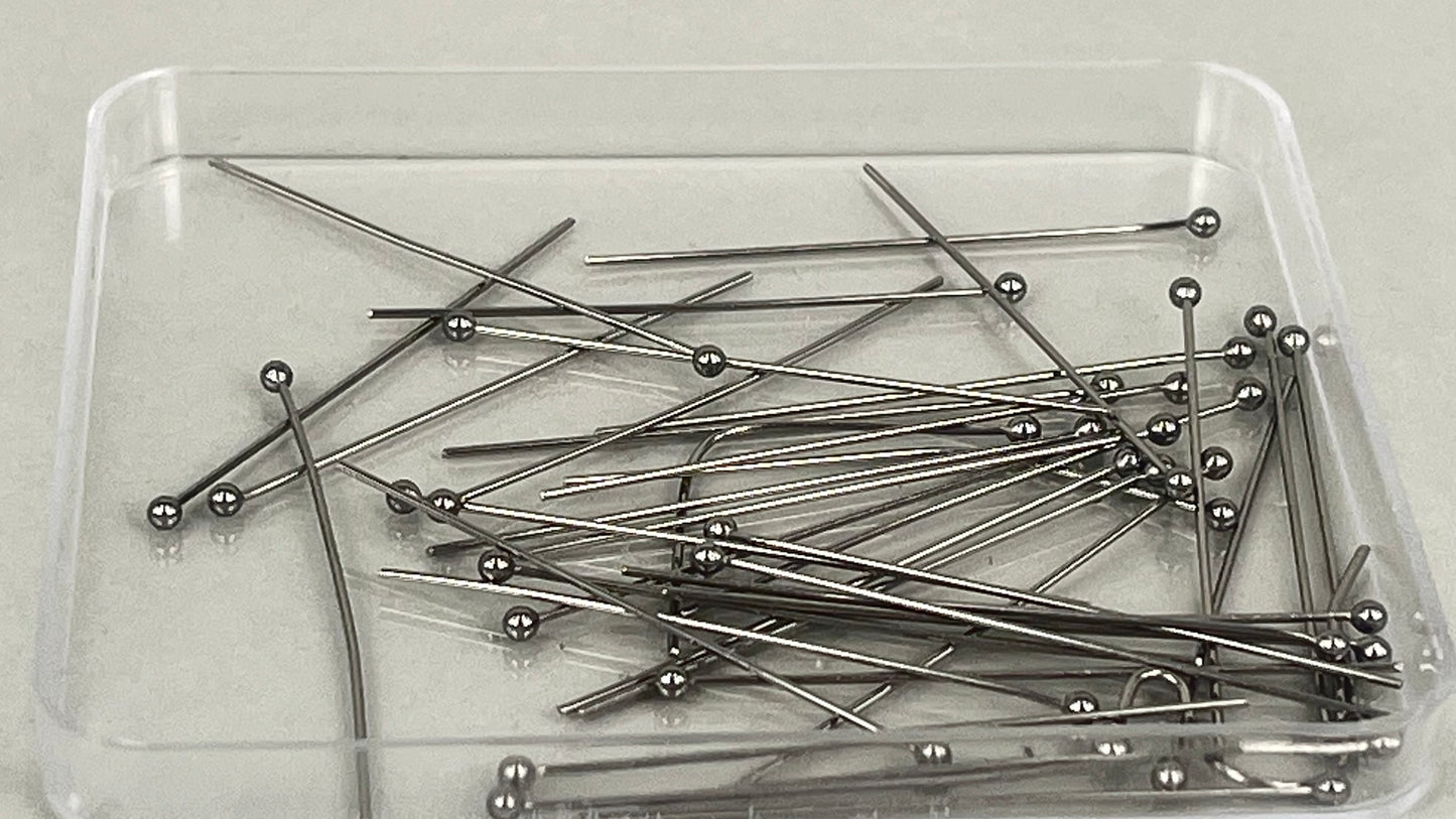 Ball, eye and flathead pins 0.6 x 40 mm silver/gold (40 pieces)