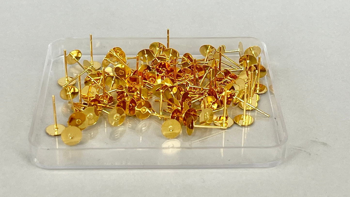 Earring pins 6 mm silver/gold (100 pieces)