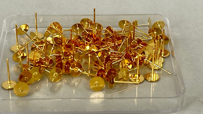 Earring pins 6 mm silver/gold (100 pieces)