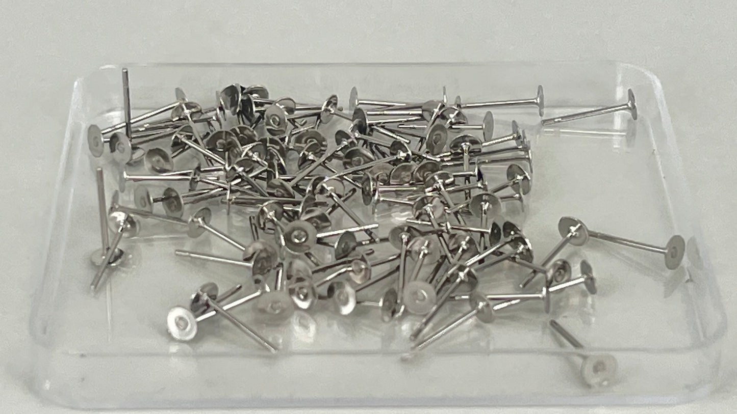 Earring pins 4 mm (100 pieces)