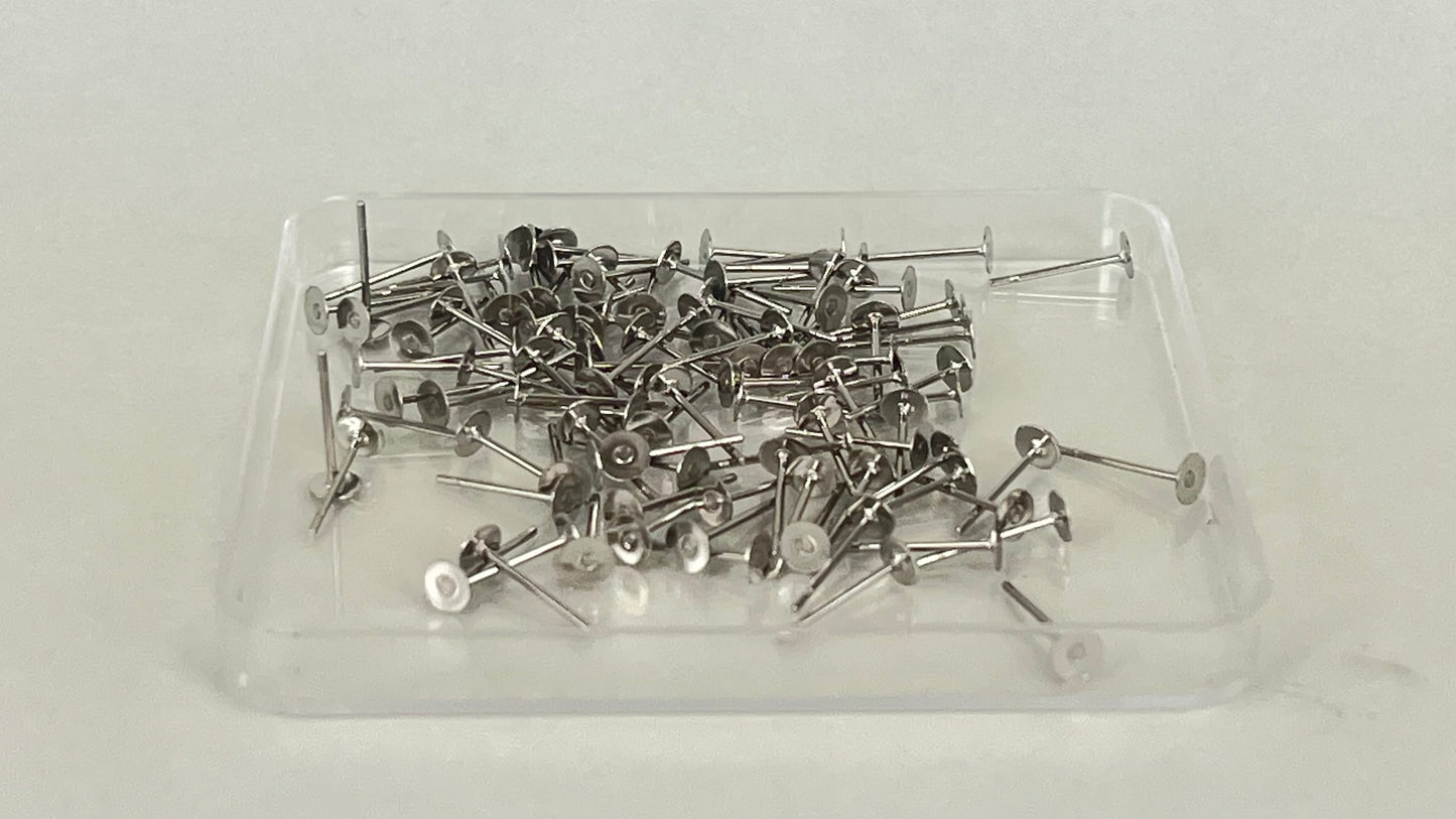 Earring pins 4 mm (100 pieces)