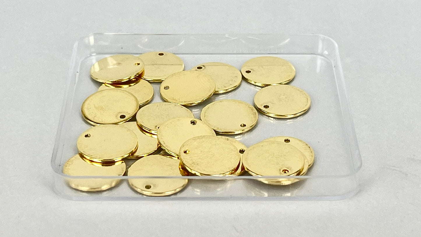 Round coin charms 15 mm silver/gold (20 pieces)