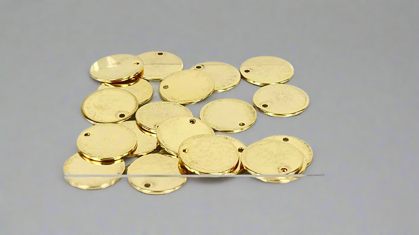 Round coin charms 15 mm silver/gold (20 pieces)