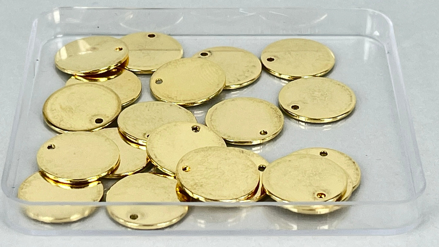 Round coin charms 15 mm silver/gold (20 pieces)