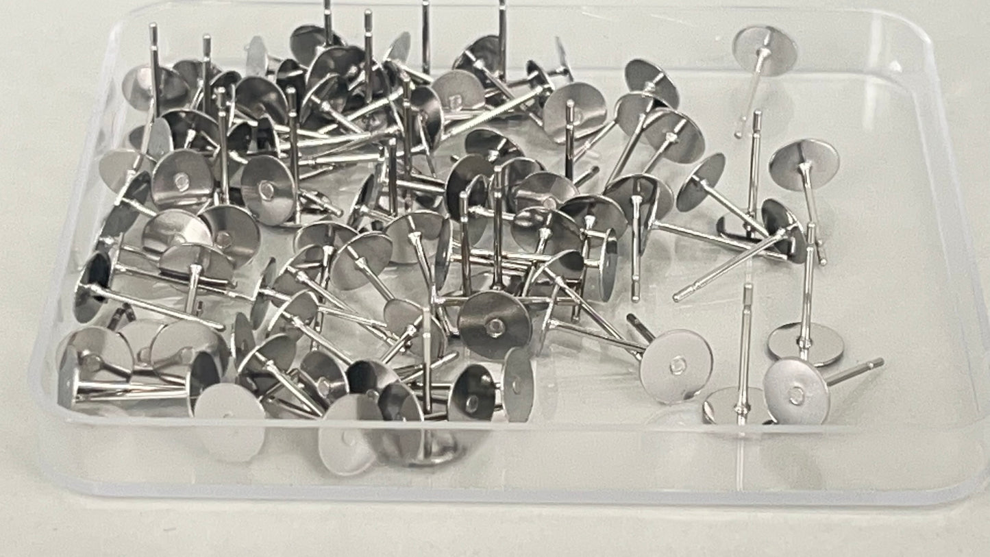 Earring pins 6 mm silver/gold (100 pieces)