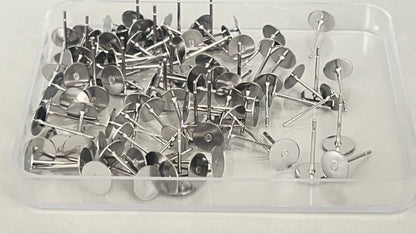 Earring pins 6 mm silver/gold (100 pieces)
