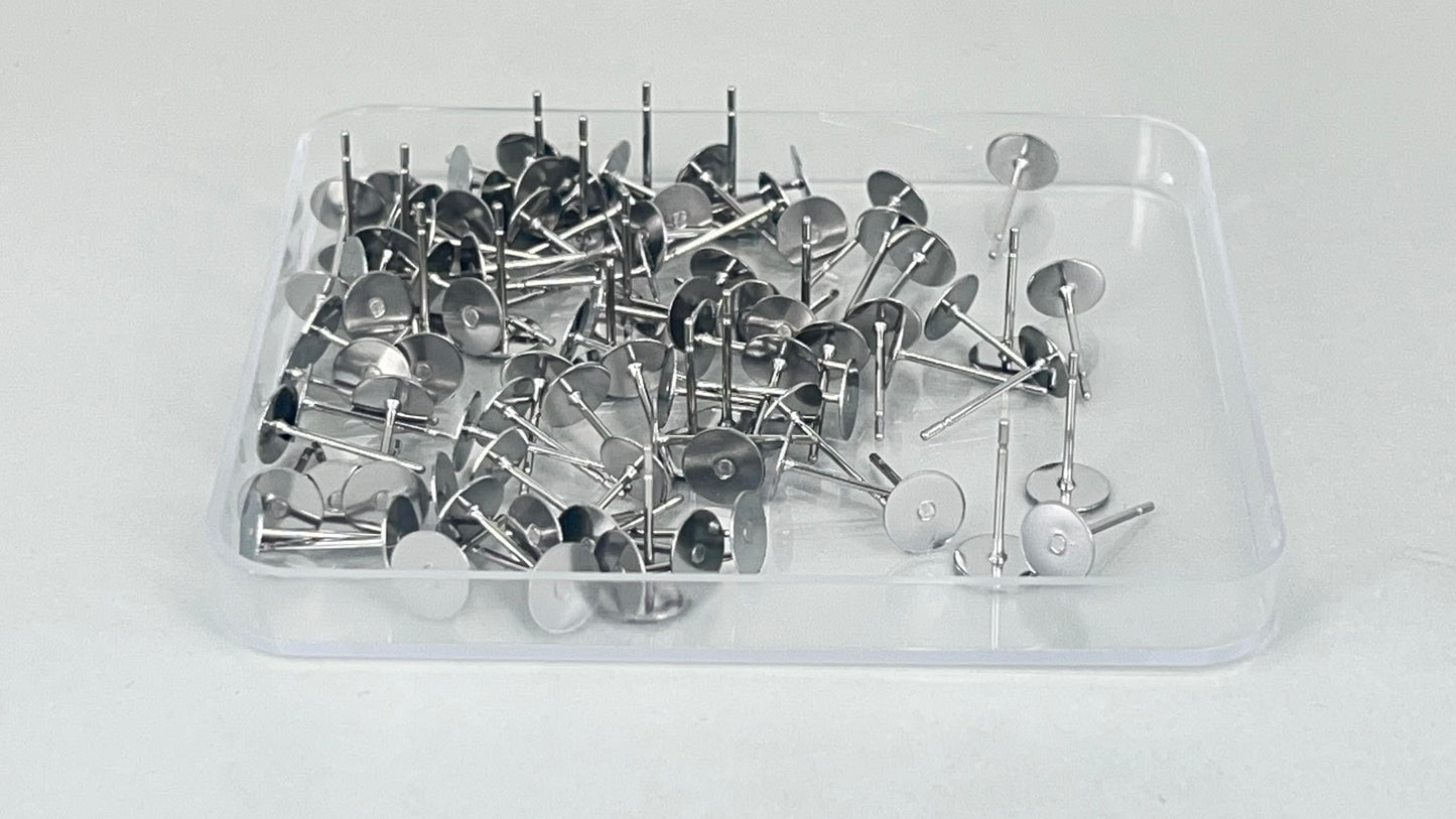 Earring pins 6 mm silver/gold (100 pieces)