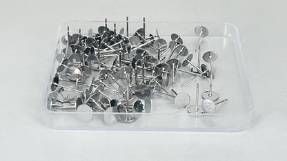 Earring pins 6 mm silver/gold (100 pieces)