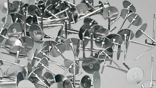 Earring pins 6 mm silver/gold (100 pieces)