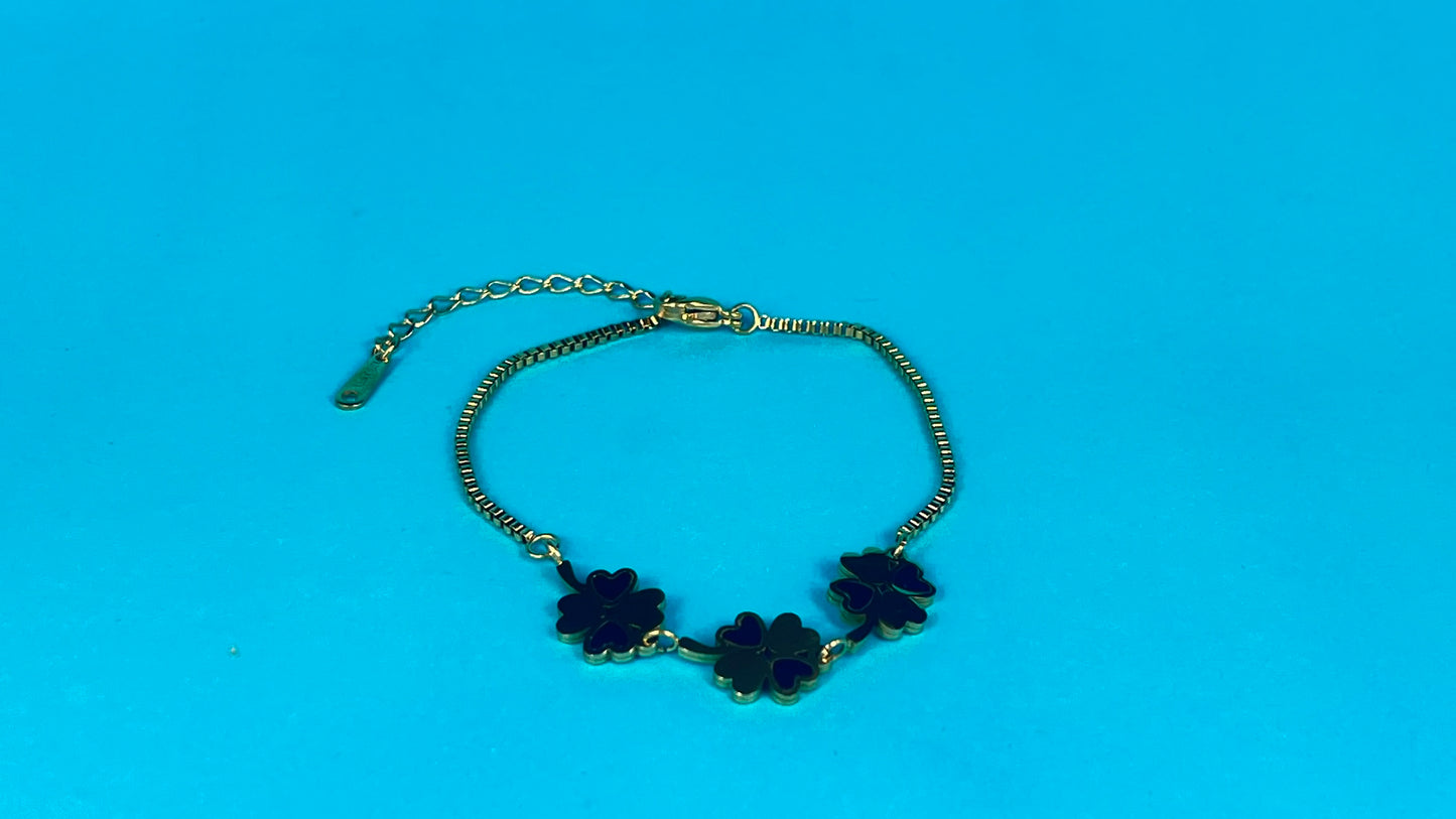 Clover box chain bracelet/anklet