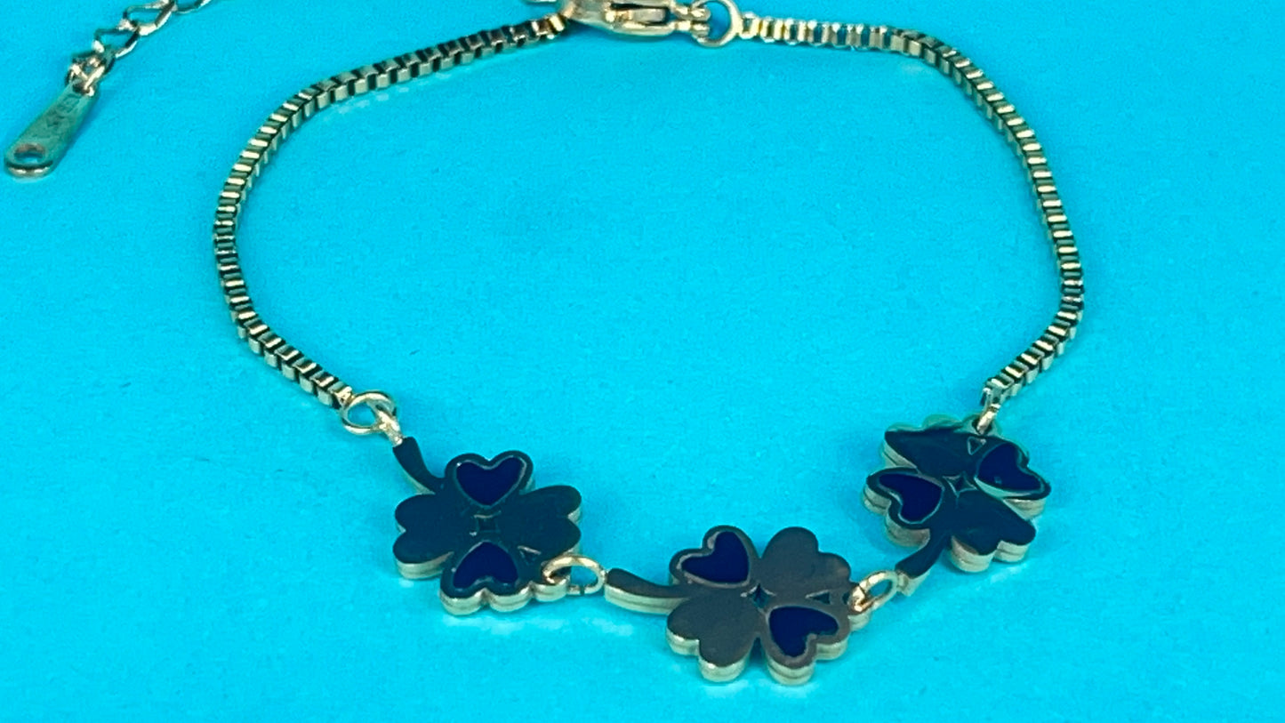 Clover box chain bracelet/anklet