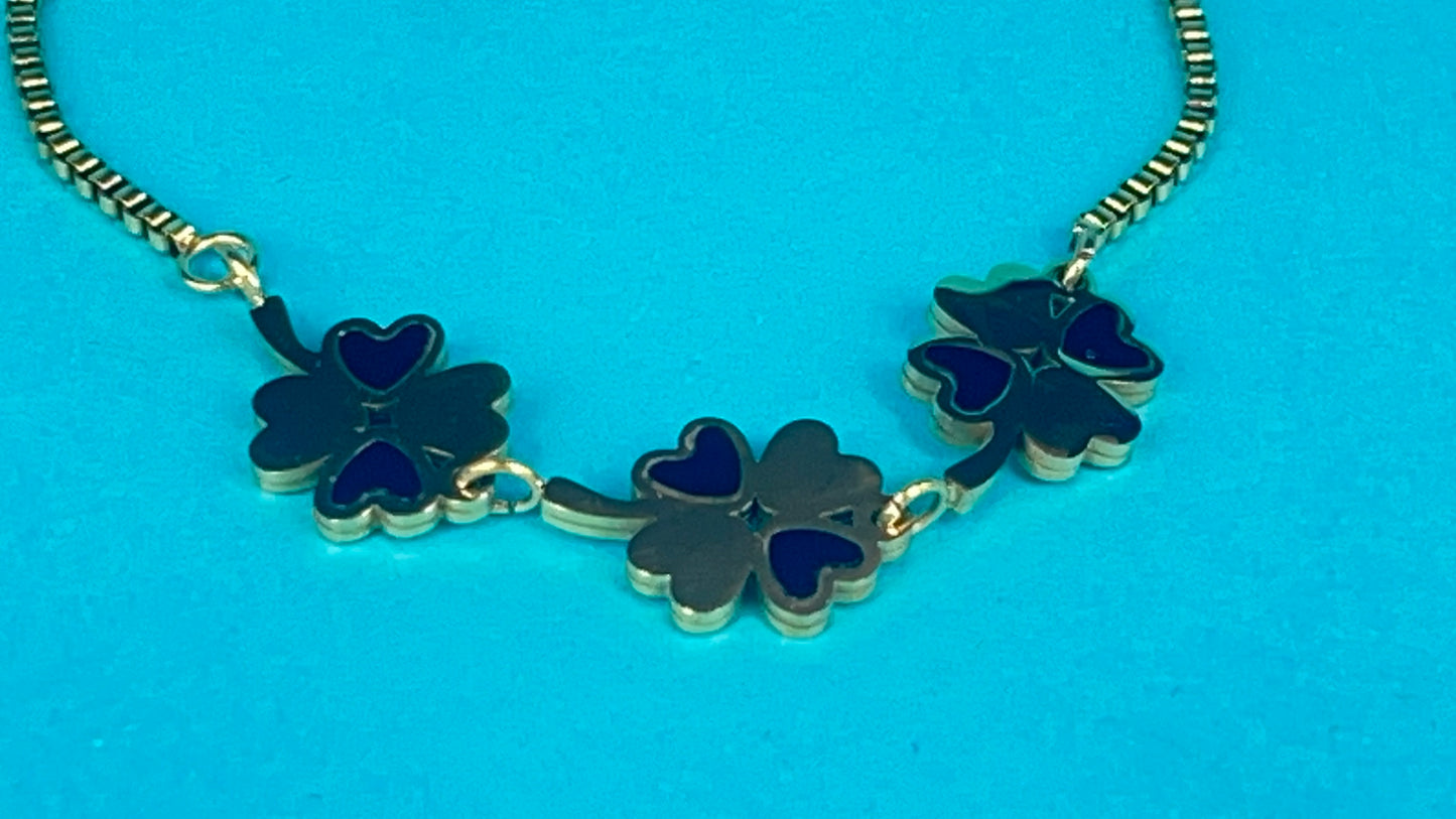 Clover box chain bracelet/anklet