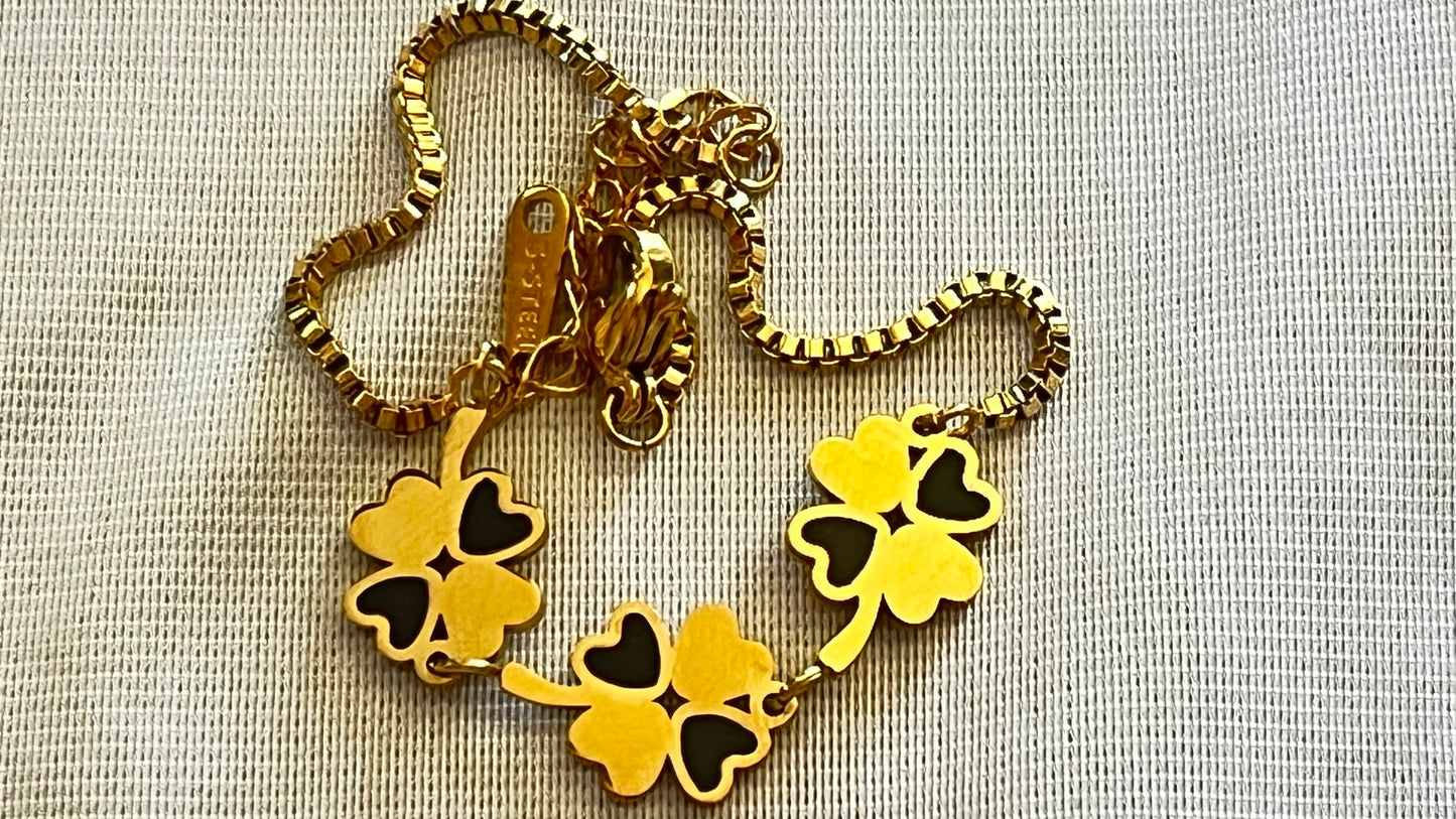 Clover box chain bracelet/anklet