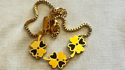 Clover box chain bracelet/anklet