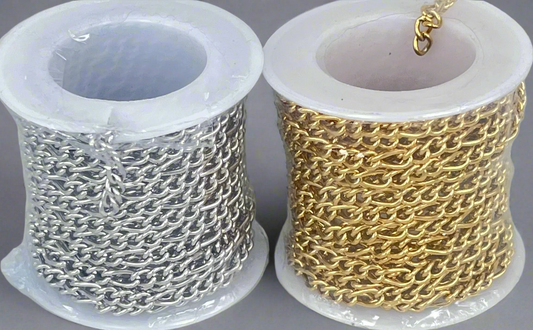 Twisted curb chain 112 S 3:1 silver/gold (5 m)